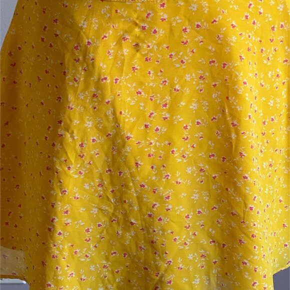 Forever 21 Floral. Flowy Mini Wrap Skirt-Yellow-Size Small-GUC - Picture 2 of 8